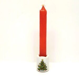 Vintage Candle Stick Holder Christmas Tree West Germany Red Funny Design 4.75"